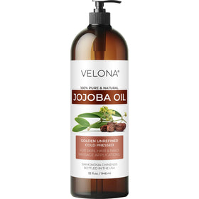 velona bottle front label showing 32 fl oz and pure jojoba benefits