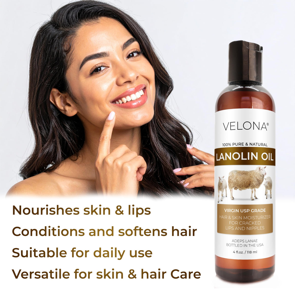 velona used on fingertip for nipple care showing gentle, additive-free protection