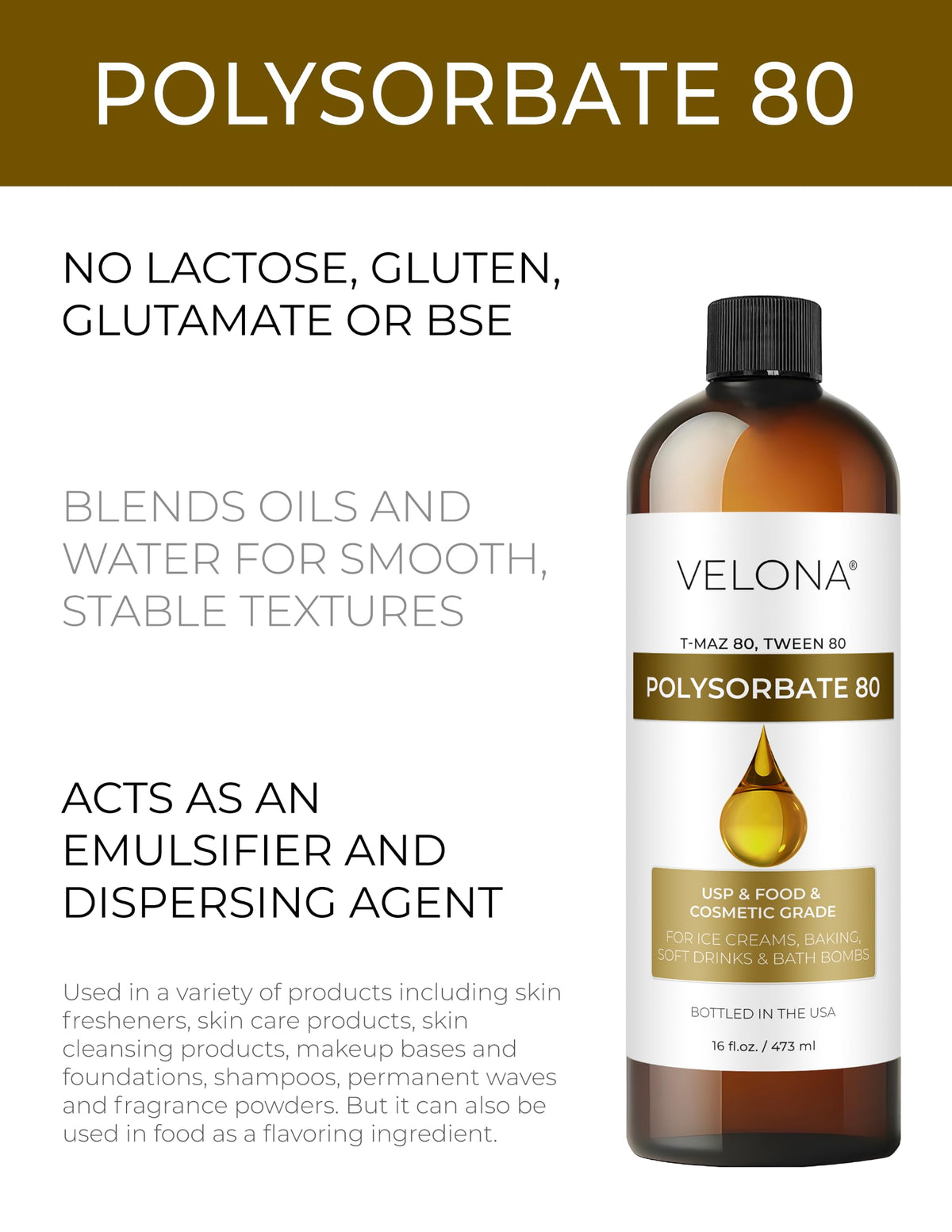 velona polysorbate 80 pouring close-up highlighting smooth texture for easy mixing