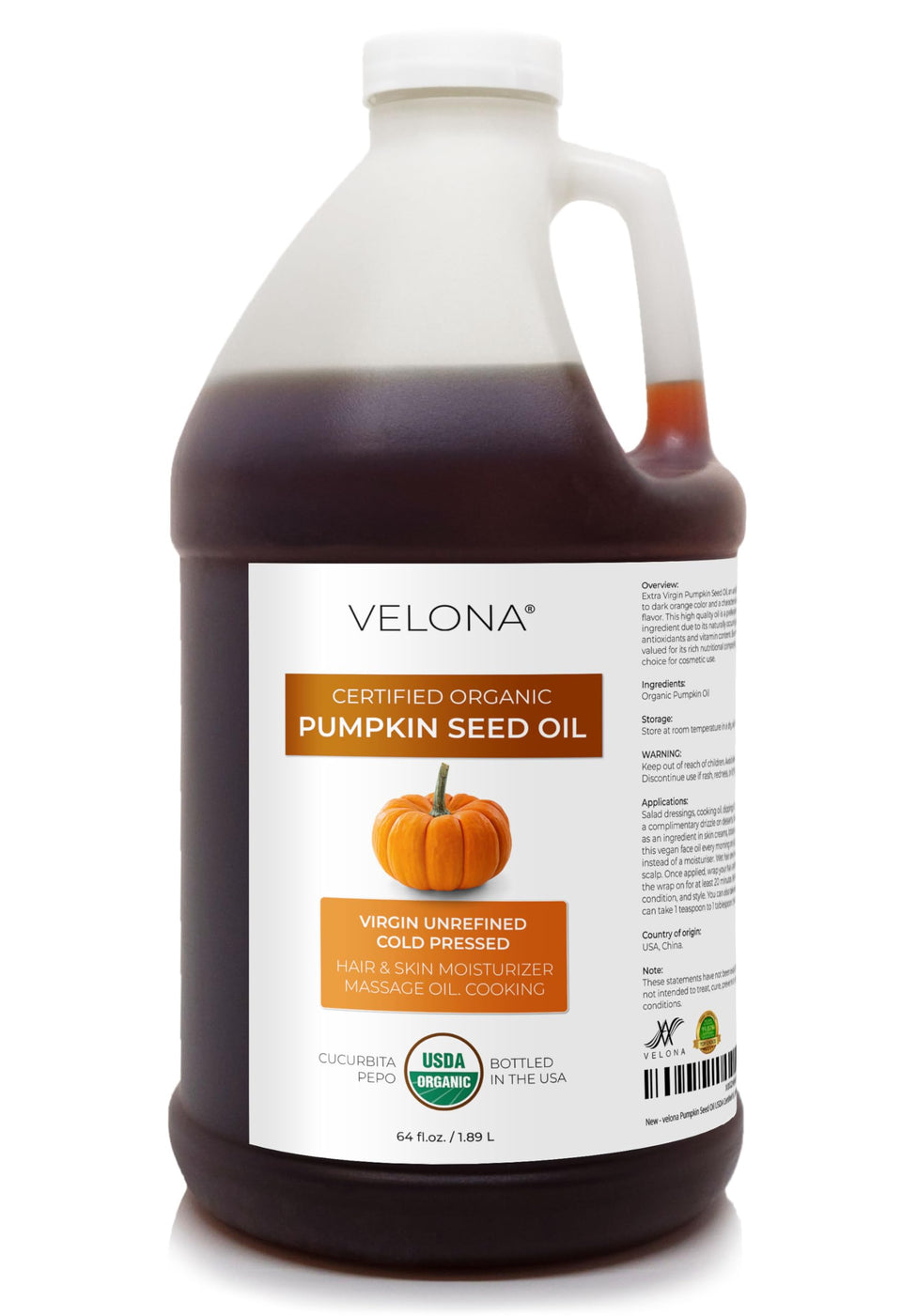 velona front bottle showing 64 fl oz organic packaging and clarity benefit