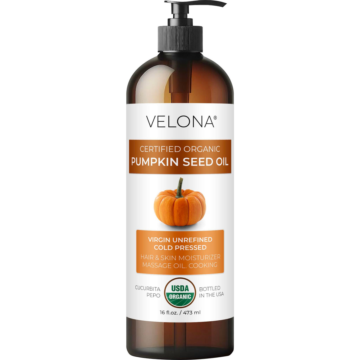velona bottle front view showing organic seal and rich color benefit