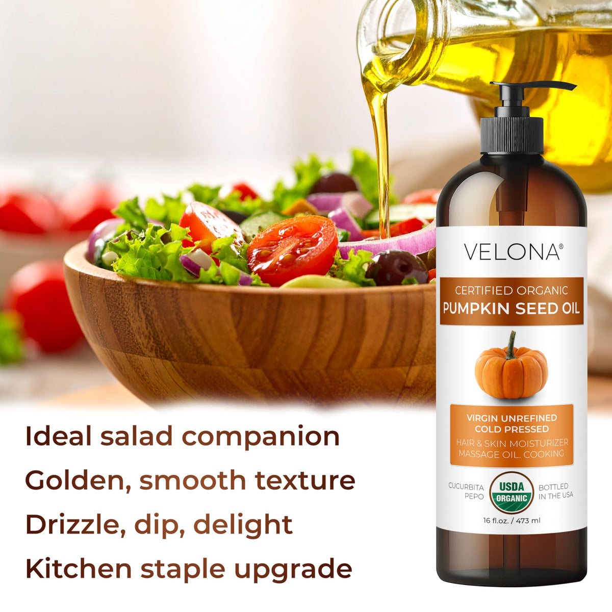 velona oil on wooden spoon showing unrefined texture and smooth glide