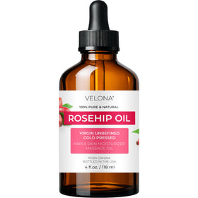 velona rosehip oil front bottle showing clean label and golden color, pure hydration
