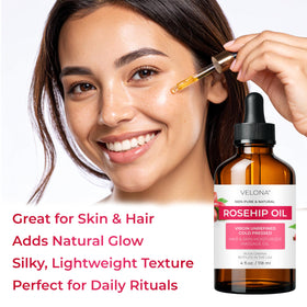 velona rosehip oil smoothing through hair ends for shine and conditioning benefit