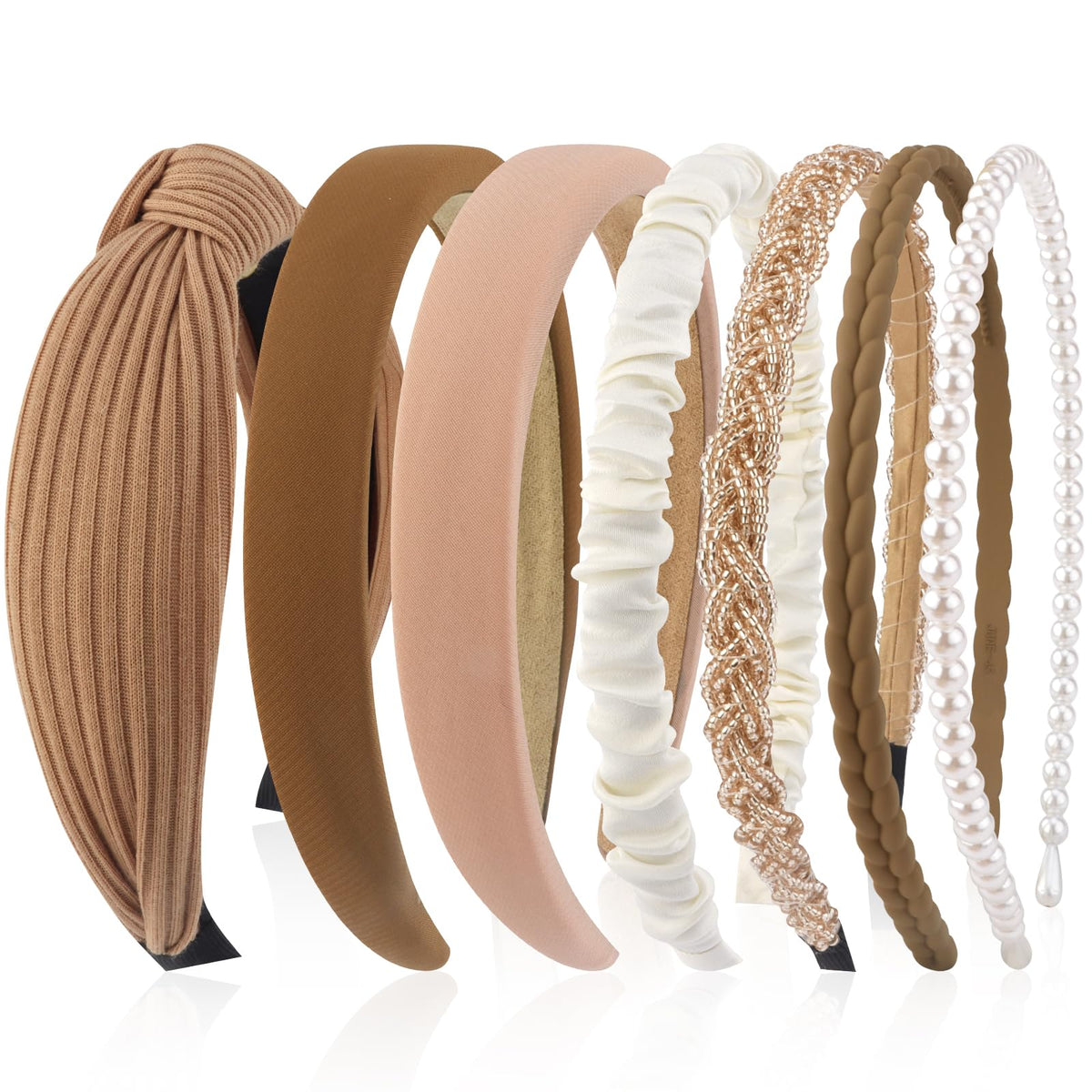 VELSCRUN seven headbands front view showing style variety and everyday versatility