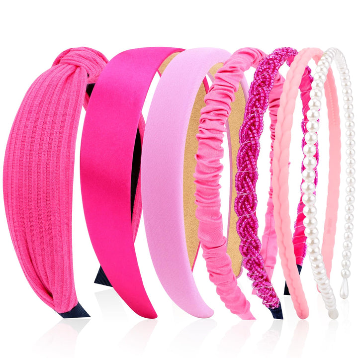 VELSCRUN seven-piece set front view showing hot pink and coordinating bands for easy selection