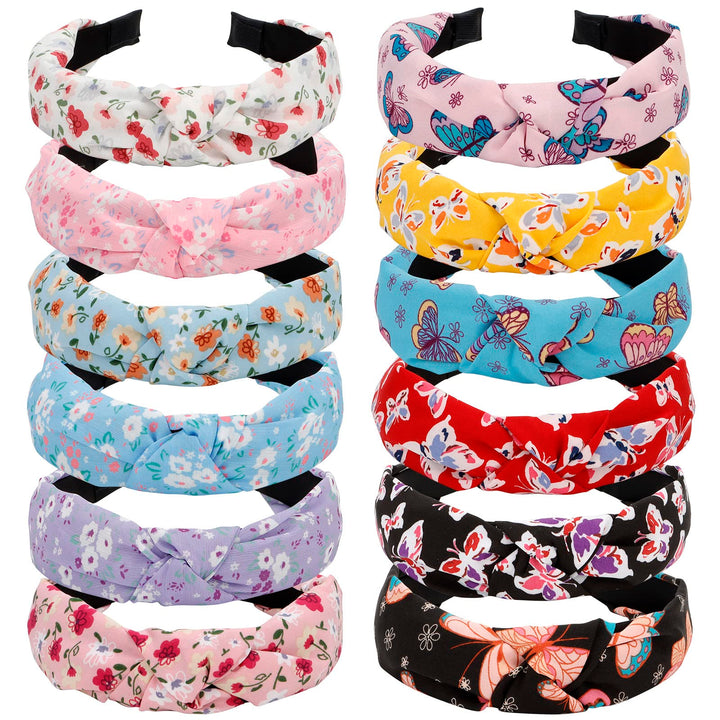 VELSCRUN front view of 12-pack floral headbands showing variety and value