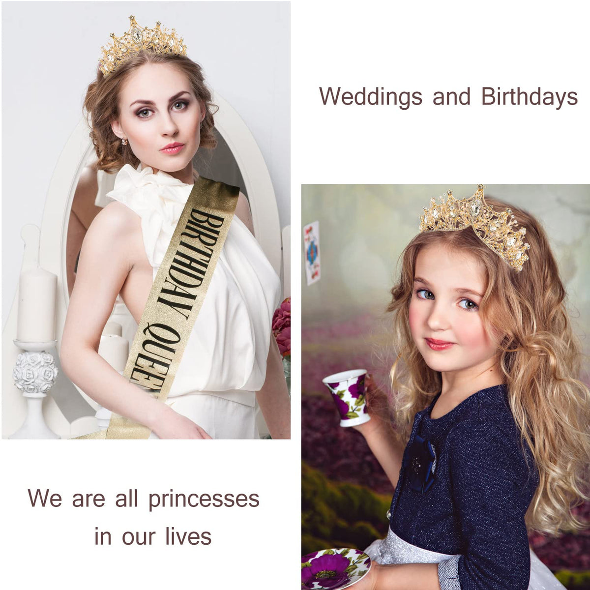 VELSCRUN tiara worn in hair secured by comb preventing slipping during events