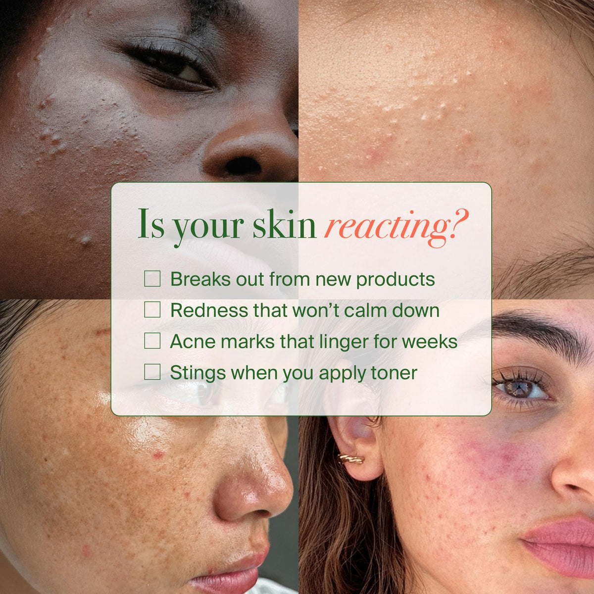 VELVENTE pad applied to cheek demonstrating redness-calming benefit