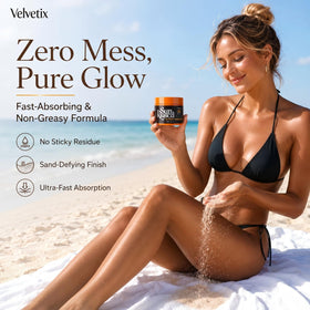 Velvetix coconut oil detail highlighting moisturizing, tropical scent