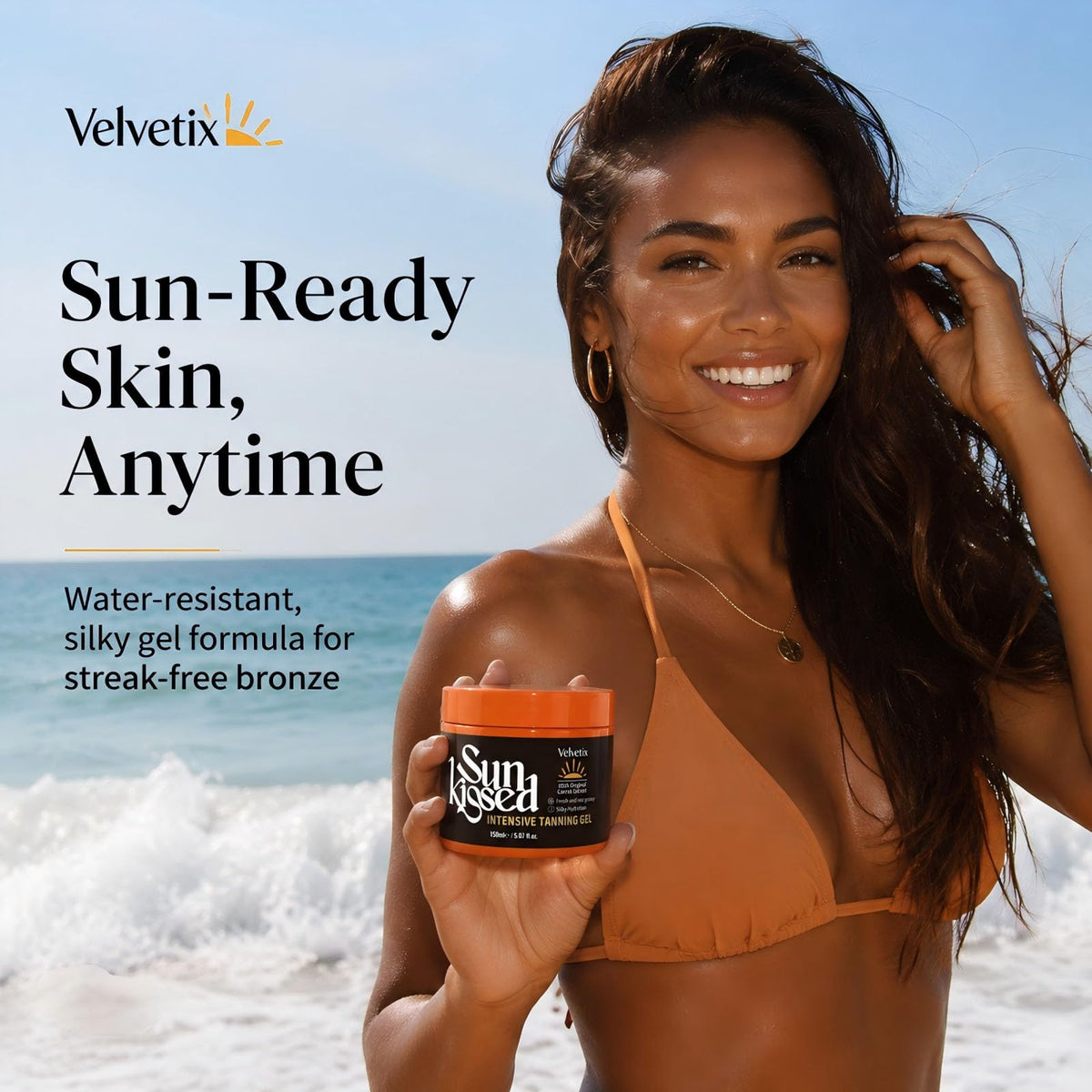 Velvetix label close-up showing ingredients like vitamins and aloe