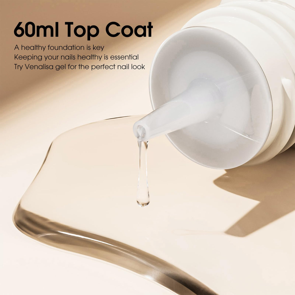 VENALISA applied on nail tip showing high-gloss protective shine