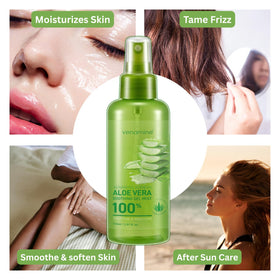 VENAMINE mist spraying fine droplets onto skin for instant cooling hydration