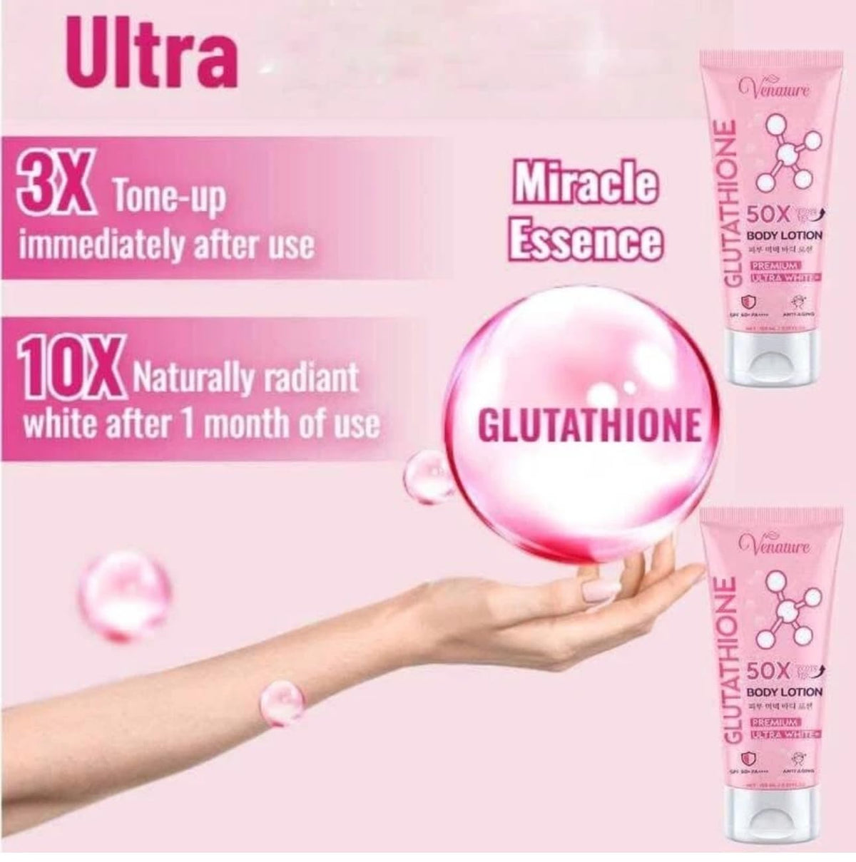 Venature 150g tube in hand showing travel-friendly, portable size