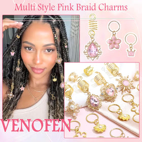VENOFEN charms in use on braided hairstyle for decorative lift