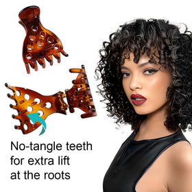 Venrodi clip holding wet curls at roots to set lifted volume while drying