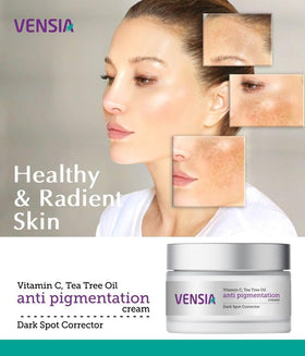 VENSIA ingredients flatlay showing botanical actives and benefits