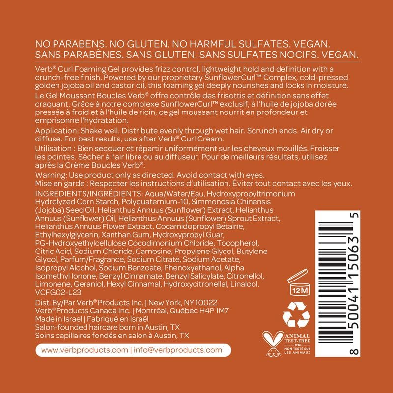 VERB ingredient label close-up showing sunflower complex and oil benefits