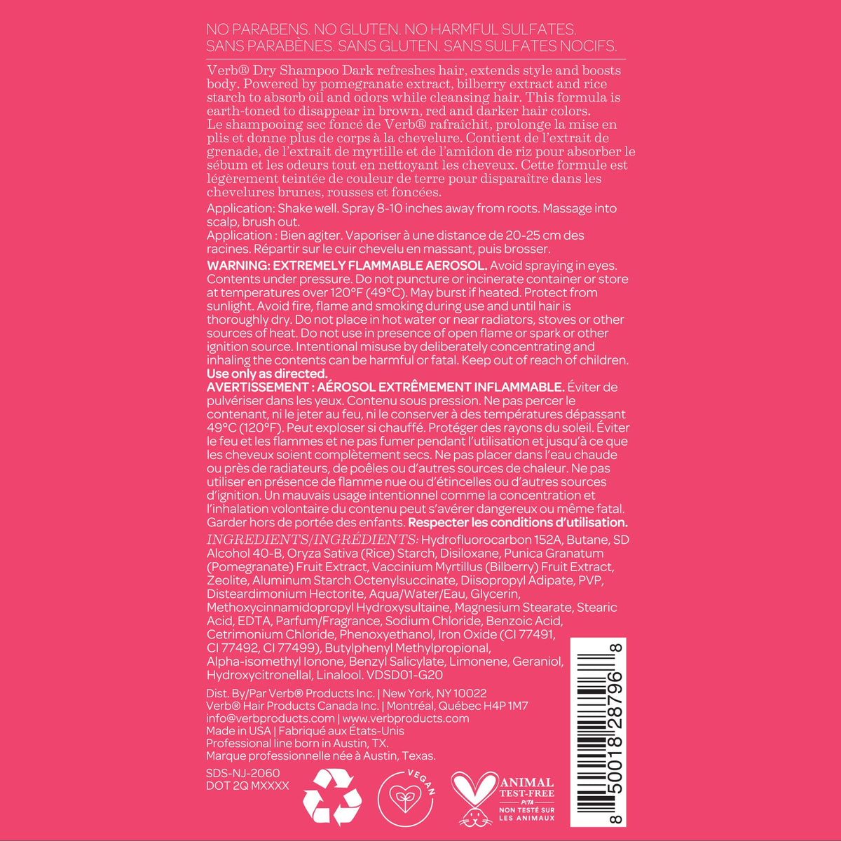 VERB spray applied to dark hair for instant oil absorption