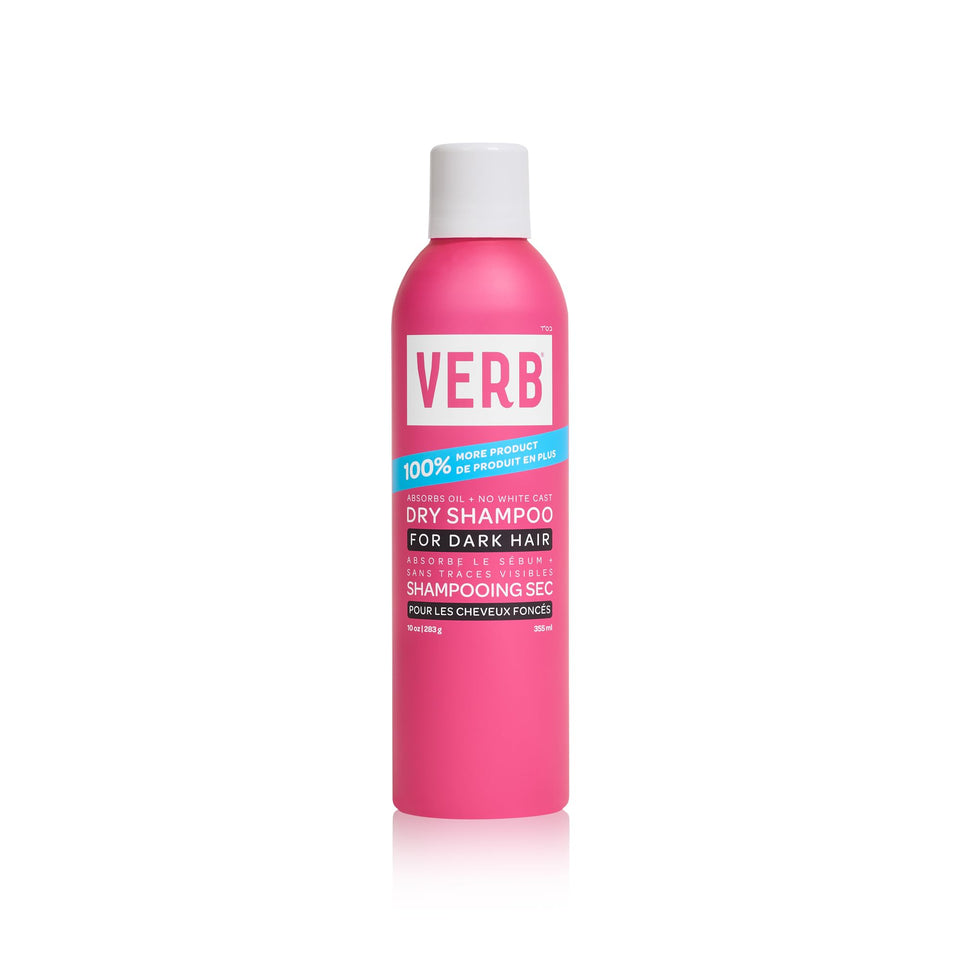 VERB front packaging of jumbo dry shampoo showing label and size, promotes convenience