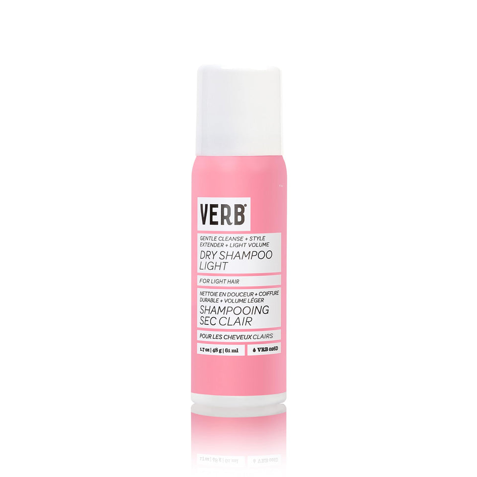 VERB dry shampoo light front packaging showing label and compact size for travel