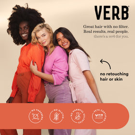 VERB in a bathroom setting near mirror illustrating real-life daily styling use