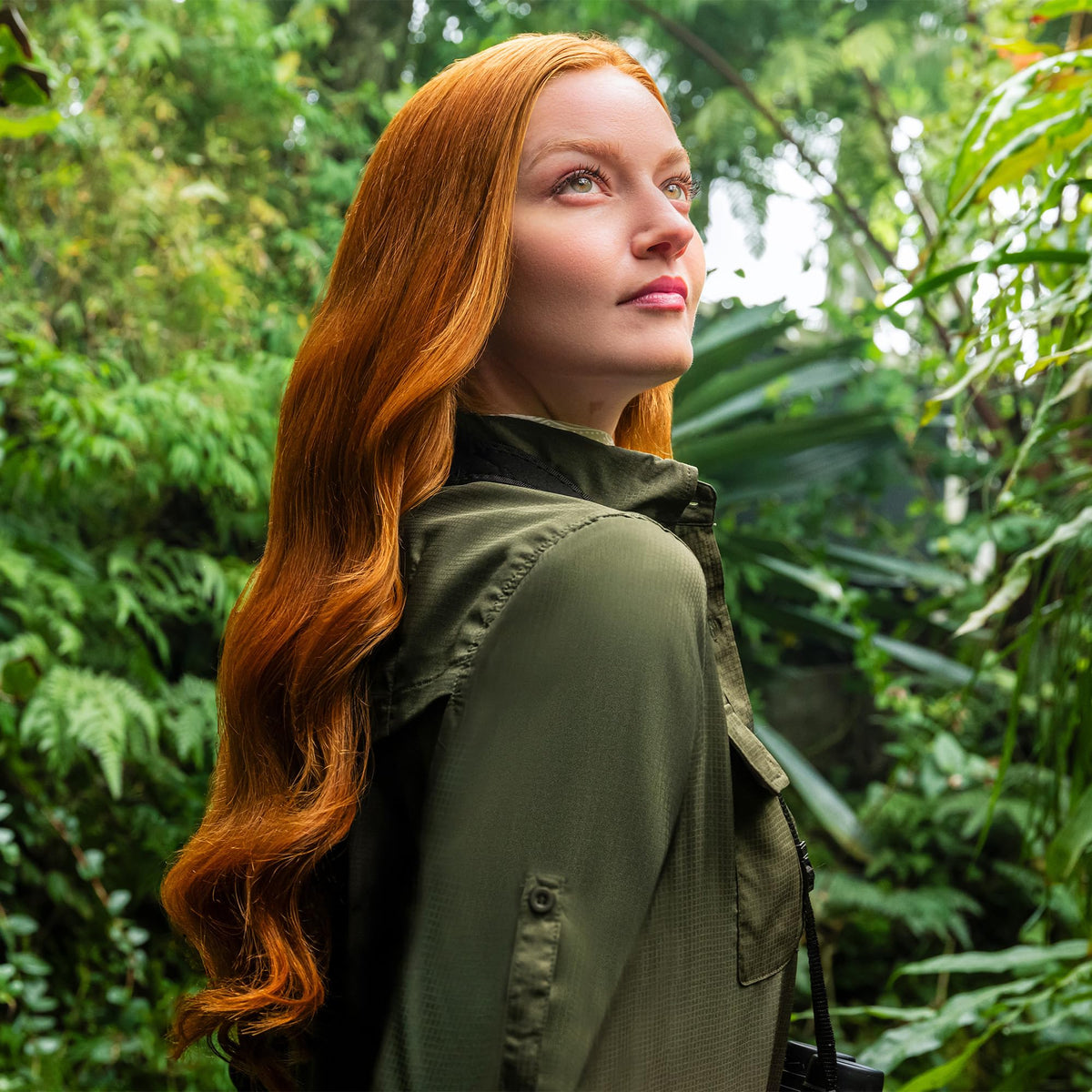 VERB styled hair outdoors showcasing humidity resistance and shine