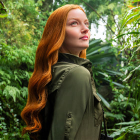 VERB styled hair outdoors showcasing humidity resistance and shine