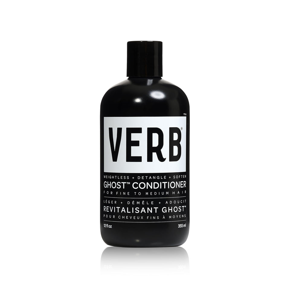 VERB Ghost conditioner front packaging showing bottle and label, highlights lightweight benefit