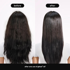 VERB Ghost Oil applied to hair ends showing smoothness and non-greasy finish