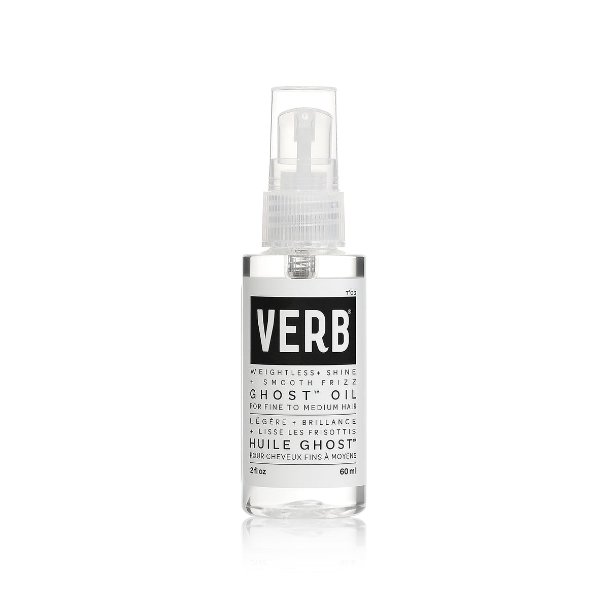 VERB bottle front view showing sleek packaging and lightweight oil benefits
