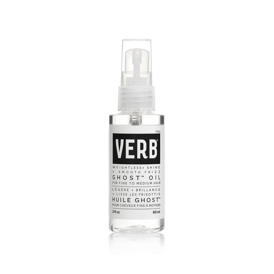 VERB bottle front view showing sleek packaging and lightweight oil benefits