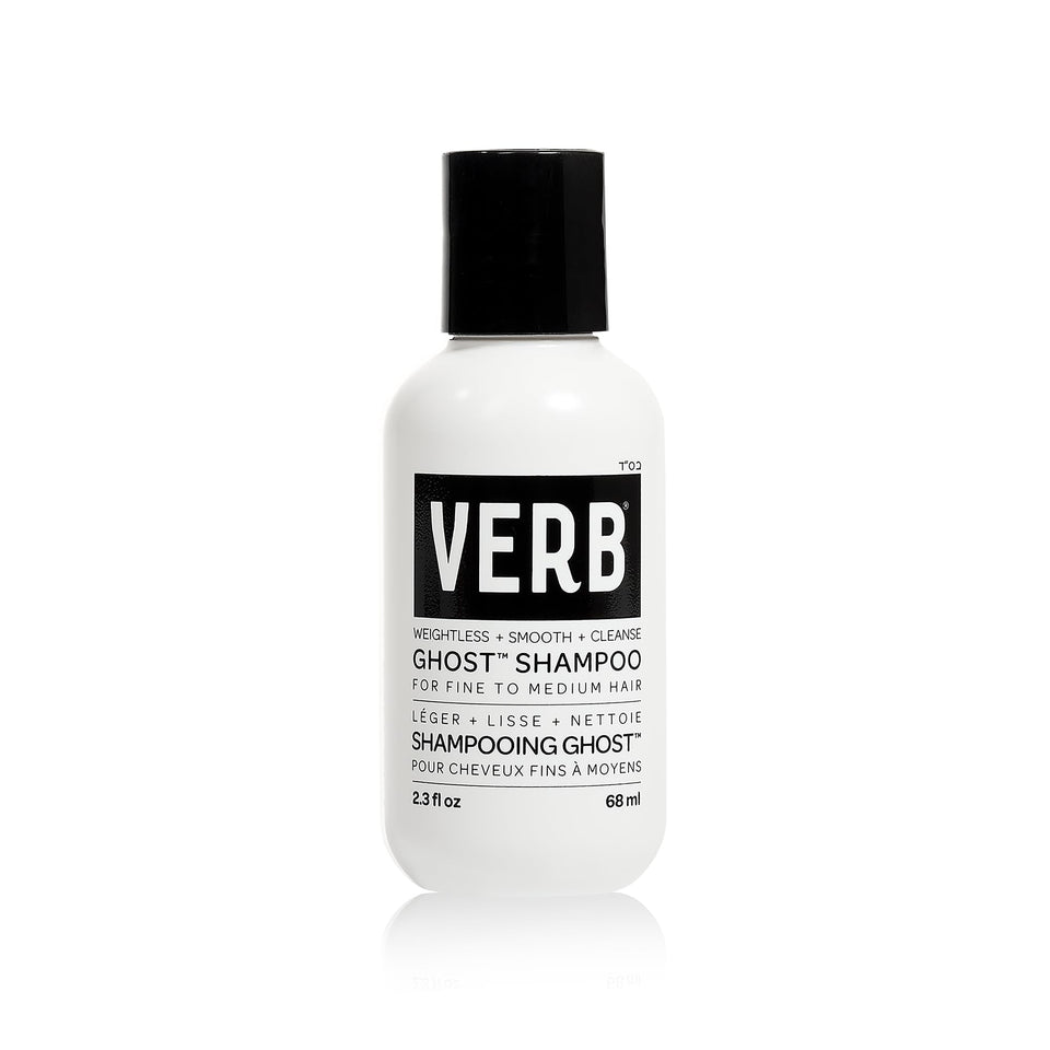 VERB bottle front view showing clean packaging and travel size benefit