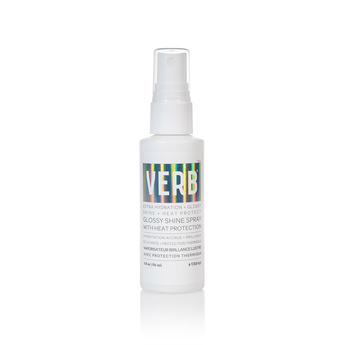VERB front packaging showing compact 2 fl oz bottle with glossy finish benefit
