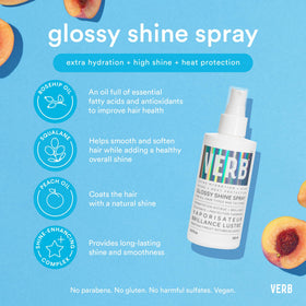 VERB ingredient flatlay with peach and rosehip oils for nourishment and shine