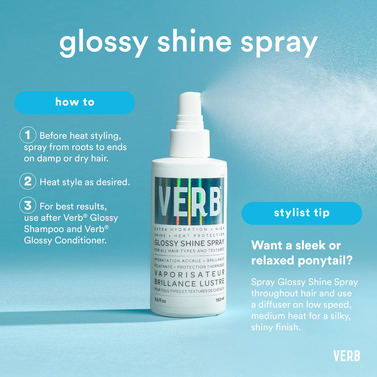 VERB spray in hand demonstrating fine mist and easy application for even coverage