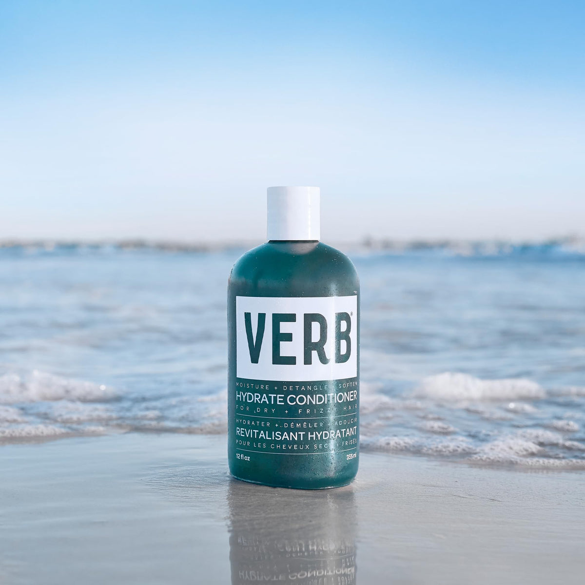VERB conditioner on bathroom shelf in lifestyle scene suggesting daily use benefit