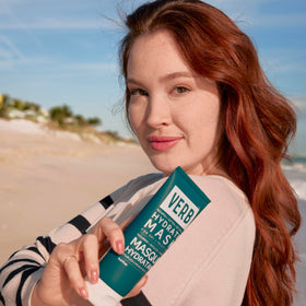 VERB Hydrate Mask results on hair showing glossy strands and reduced frizz after use