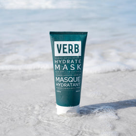 VERB Hydrate Mask next to a ruler for size comparison conveying the 6.8 fl oz capacity