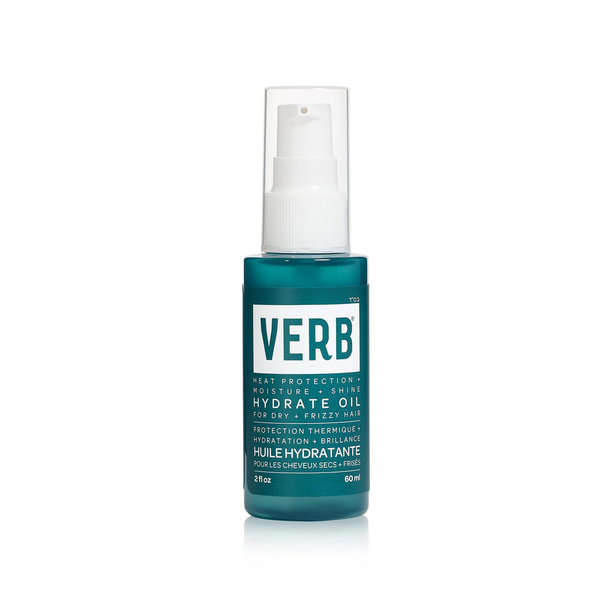 VERB bottle front view showing label and amber glass, highlights compact 2 oz size