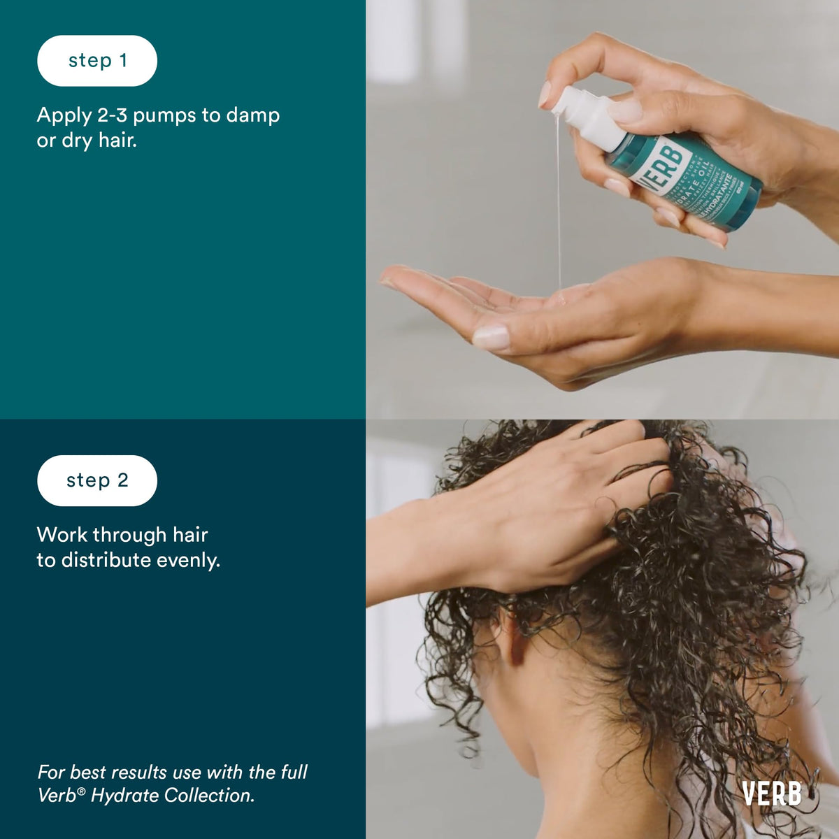 VERB hydrate oil with argan and babassu ingredients highlighting natural hydration