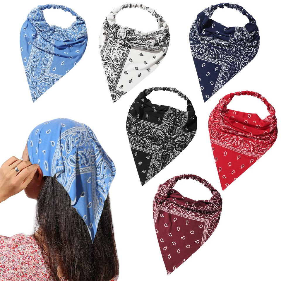Vercret front view showing six paisley headscarves, easy outfit upgrade