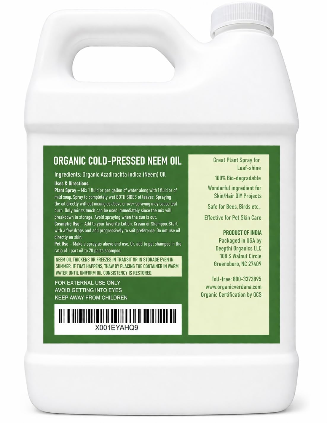 Verdana amber bottle label closeup highlighting cold-pressed purity and ingredient clarity
