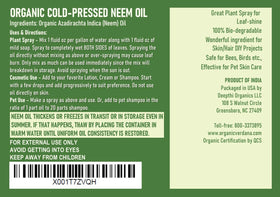 Verdana neem oil label detail highlighting cold-pressed and unrefined benefits