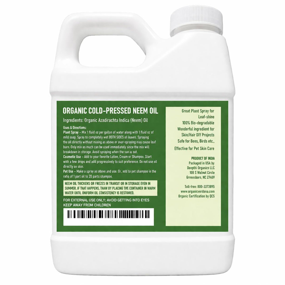 Verdana bottle pouring neem oil close-up demonstrating smooth cold-pressed flow