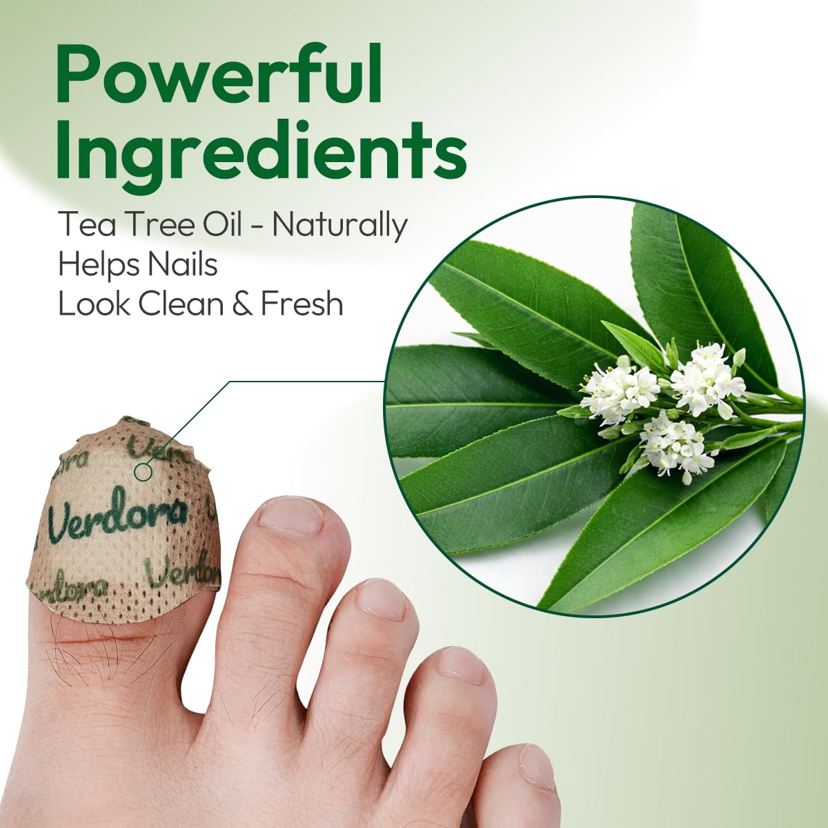 VERDORA FIXLAB patch applied on toenail showing overnight treatment benefit