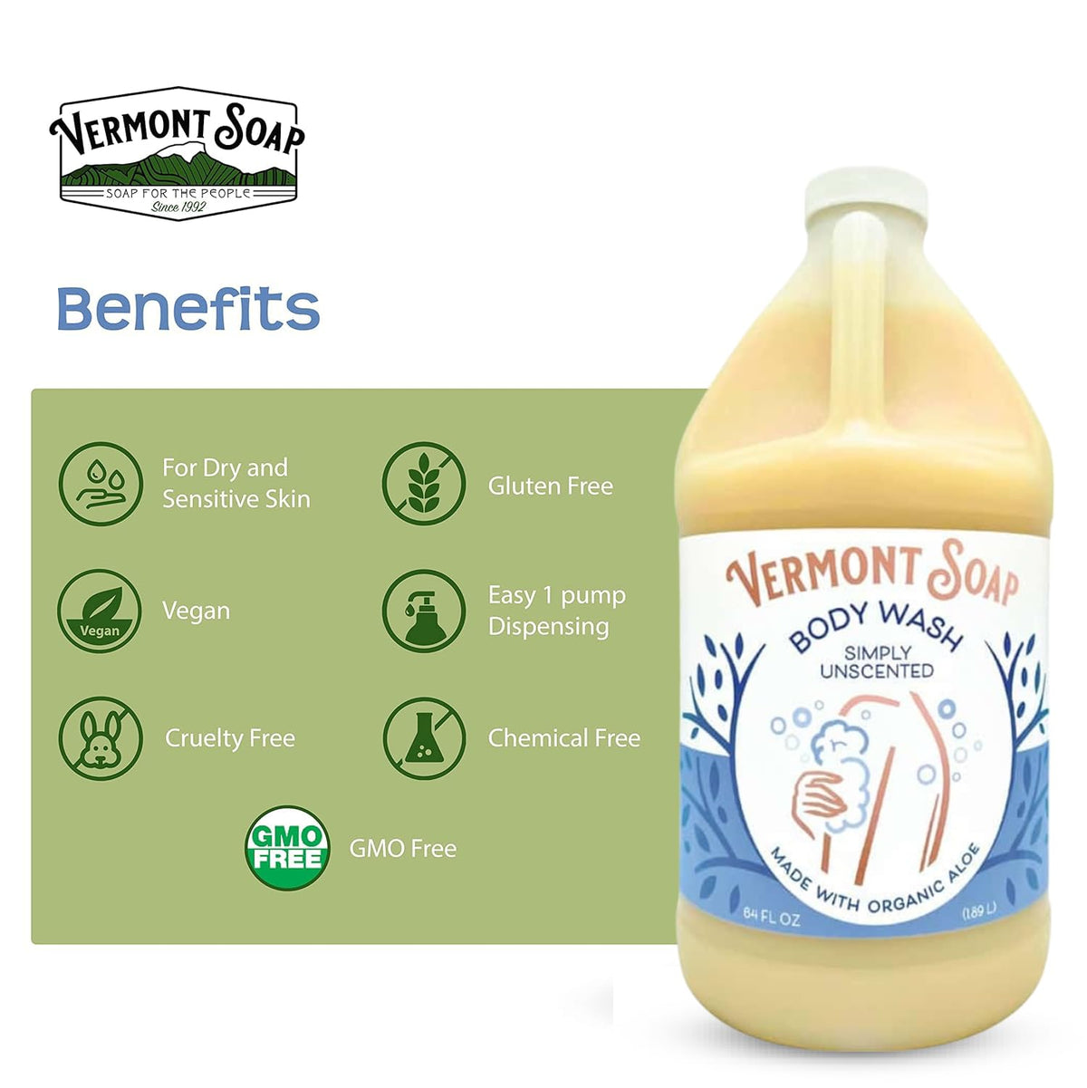 VERMONT SOAP natural shea butter and oils image highlighting nourishing ingredients