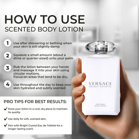 Versace Bright Crystal applied to forearm, visible softening and subtle fragrance veil