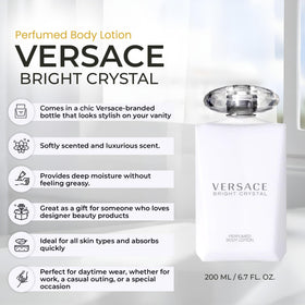 Versace Bright Crystal lotion texture on palm, lightweight hydration and smooth spread