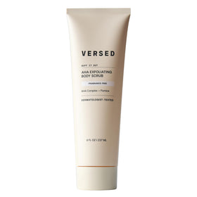 Versed jar front view showing product and benefits for smoother skin